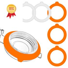 242942-us Pretwad 3.75 Inch Silicone Jar Gaskets Rubber Seals Rings - 6 Pcs White And & Orange