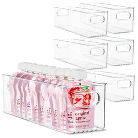 F1444 Primebox Plastic Food Storage 6 Pack Clear Container Bin With Handles For Organizing K
