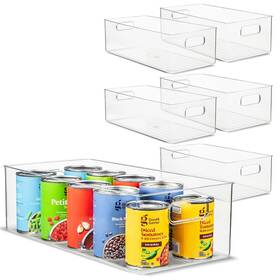F1685 Primebox Plastic Food Storage 6 Pack Clear Container Bin With Handles For Org