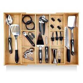 Pristine Bamboo 850036663621 Expandable Drawer Organizers For Kitchen - Extra Deep Non-slip 17 Inch X 14.6& Pristine Bamboo 850036663621 Expandable Drawer Organizers For Kitchen - Extra Deep Non-slip 17 Inch X 14.6&