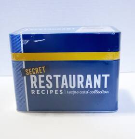 Publications International Ltd 781639383979 Tin Secret Restaurant Recipe Card Collection Blue Collectible Box 2023 New