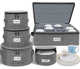 Punemi 607601324605 China Storage Containers 5-piece Set With Hard Shell Sides And Bottom Quilted Sta