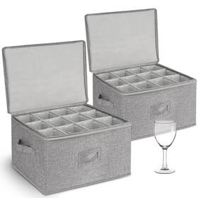 Punemi 635401329216 Wine Glass Storage Box Glassware Containers With Rigid Top Side Bottom