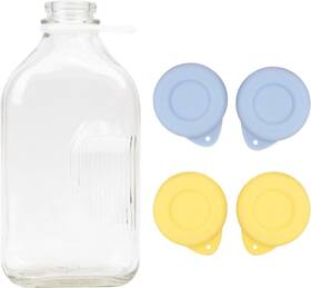 Pkkglid-48mmcap-4p Purekra 4 Pack Silicone Glass Bottle Replacement Caps 48mm Diameter