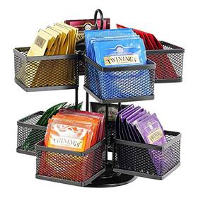 360-degrees Puricon 840326801703 Tea Bag Organizer Storage Holder Spinning Carousel 8 Compartment