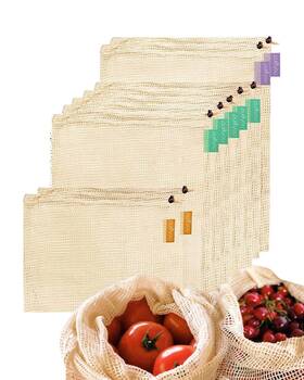 Purifyou 819025020579 Set Of 9 Reusable Organic Cotton Produce Bags Heavy Duty Double