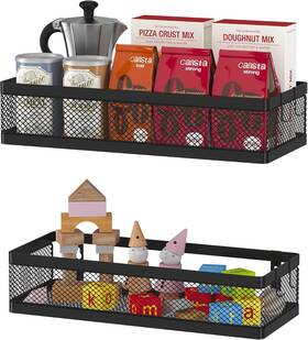 Pusdon 755752010370 Hanging Storage Baskets Organizer Wall Mount Netting - 12.6in Black