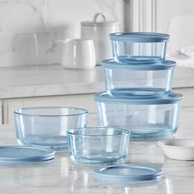 Pyrex 071160156234 Simply Store Tinted 10pc Lidded Round Storage Set Blue