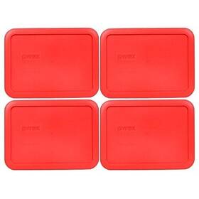 Pyrex 313037693610 7210-pc Red Rectangle Plastic Storage Replacement Lid Cover 4-pack