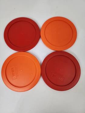 Pyrex 680474396160 4 7200-pc 2 Cup Plastic Storage Replacement Lid Covers Orange And Red