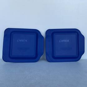 Pyrex 682440192097 2 Pack 222-pc Square Quart Storage Lid Cover Blue For Glass Dish New