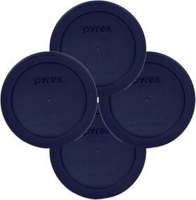 Pyrex 744759061782 7200-pc Round Storage Cover For Glass Bowls Dark Blue 4-pack
