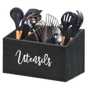 Cfcjsnh01 Pyzalar Wooden Utensil Holder Kitchen Counter Decor Caddy With 3 Compartment Cfcjsnh01 Pyzalar Wooden Utensil Holder Kitchen Counter Decor Caddy With 3 Compartment