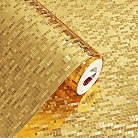 Js06033 Q Qihang Gold Foil Mosaic Background Flicker Wall Paper Modern Roll/hotel Ceili