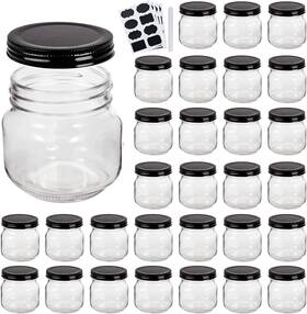 Qappda 600358134428 Mason Jars Glass With 8oz/30pack Clear Balck Lid