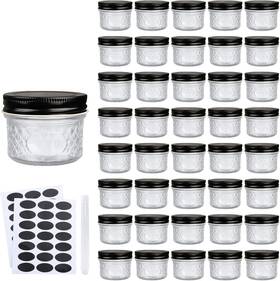 Qappda 757347199972 4 Oz Glass Jars With Lids Black Small 4oz 40pack Regular Clear