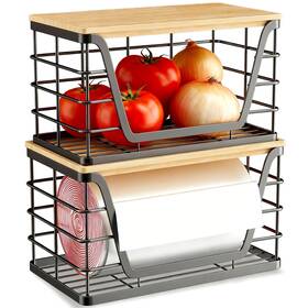 Trash01 Qifutt 2 Pack Storage Stackable Kitchen Laundry Organizers Wall Mount Large Trash B