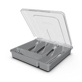 Qinol 643681102822 Silverware Tray With Lid Utensil Holder For Kitchen Counter Plastic Flatware