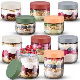 Canisters-0089 Qinyoung Glass Meal Prep Containers 10 Pcs Overnight Oats With Lids 16 Oz A Canisters-0089 Qinyoung Glass Meal Prep Containers 10 Pcs Overnight Oats With Lids 16 Oz A