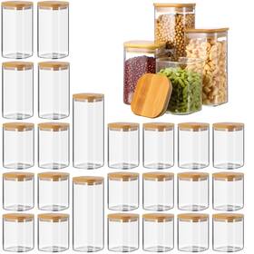 Qinyoung-fost-0916 Qinyoung 24 Pcs Glass Storage Jars Airtight Bamboo Lids Food Containers Qinyoung-fost-0916 Qinyoung 24 Pcs Glass Storage Jars Airtight Bamboo Lids Food Containers