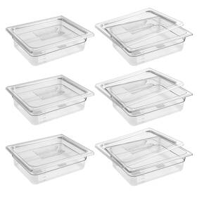 Fba-xghg-12-4 Qmeeki 6 Pack 1/2 Size 4ftft Deep Clear Food Pans With Lids Commercial Poly