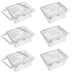Fba-xghg-12-6 Qmeeki 6 Pack 1/2 Size 6ftft Deep Clear Food Pans With Lids Commercial Poly