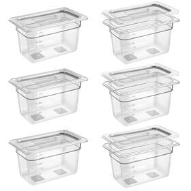 Fba-xghg-14-6 Qmeeki 6 Pack 1/4 Size 6ftft Deep Clear Food Pans With Lids Commercial Poly
