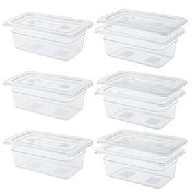 Fba-xghg-257-1 Qmeeki 6 Pack 1/4 Size 4ftft Deep Clear Food Pans With Lids Commercial Acry