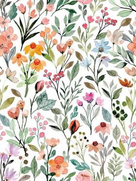 Qb0018 Qoubao Self Adhesive Colorful Floral Shelf Liner Paper Decorative Watercolor Small F