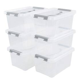 Qskely 751450464934 6-pack 6 L Plastic Storage Containers Latch Box With Lids