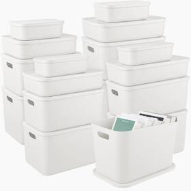 Quzzil Da-quzzil-0452 16 Pack Plastic Storage Bins With Lids Stackable Classroom Organization