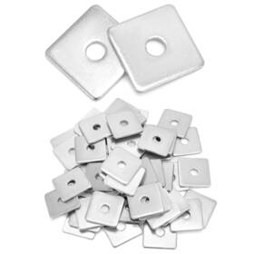 Dg15521 Qwork 50-pack Galvanized Square Washers Plate 1/2 Inch Id 2x2 Od 3/16 Thickness
