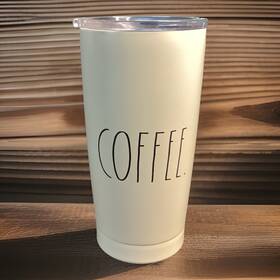 Tum11 Rae Dunn Double Walled Tan Coffee Container 17oz