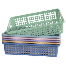 1001-6ca4l Rauvolfia 6 Pack Plastic Turn In Paper Trays For Classroom Colorful Storage Bin Basket