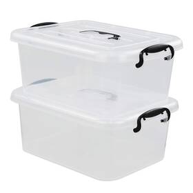 Readsky 737269768722 8 Quart Lidded Storage Bins Plastic Containers Clear And Bla