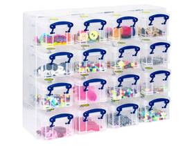 0.3corg Really Useful Box Plastic Storage 0.3 Litre Organiser Pack 16 X 0.3l Clear