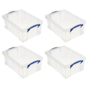 Really Useful Box 193802330700 Stackable 9 Liter Plastic Storage Container Bin With Snap L