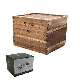 Realou Essentials 198715679687 Wooden Recipe Box With Cards And Dividers - 4x6 5x7 Set