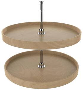 Ld-4nw-072-28-1 Rev-a-shelf Lazy Daisy Natural Wood Double 2 Tier - Chrome