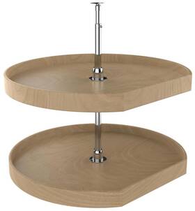 Ld-4nw-272-28-1 Rev-a-shelf Lazy Daisy Natural Wood Double 2 Tier - Chrome