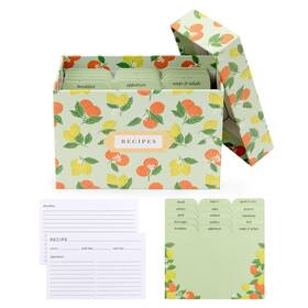 Rileys & Co 810116043835 Citrus Recipe Box - 6x4 Inch Cards 50 And 15 Dividers Cute Organ