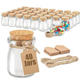Ritayedet 783971920538 40 Pack Glass Favor Jars With Cork Lid 3.4 Oz Small Bottles For Wedd Inch