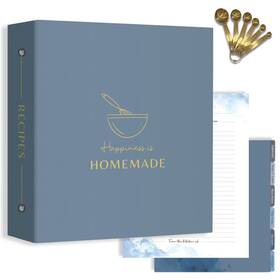 Rbs001 Rjl Living Recipe Binder Dusty Blue With Plastic Sleeves Binders