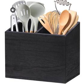Rjmkd02 Rjmkd 614163875070 Wooden Kitchen Utensil Caddy With 2 Compartments Rustic Holder For K
