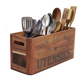 Rmcokgx 752815286550 Utensil Holder For Kitchen Countertop - Extra Large 4 Compartment Wooden Orga Rmcokgx 752815286550 Utensil Holder For Kitchen Countertop - Extra Large 4 Compartment Wooden Orga