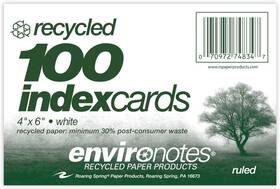 74834 Roaring Spring Recycled Index Cards 4 Inch X6 100 Count Smooth White