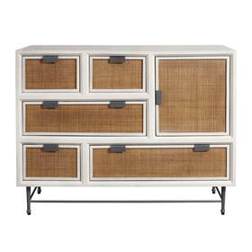 Hmif91936whc Roseto Hmif91936 38 Inch Veneer Accent Cabinet - White / Cane