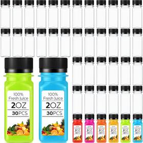 You-roshtia-0993 Roshtia 100 Pcs 2oz Small Clear Plastic Juice Bottles With Lid For Liquids Re