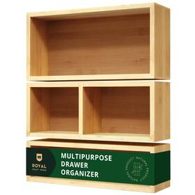 Royal Craft Wood 850009397584 Luxury Bamboo Drawer Organizer Storage Box 3-piece Natural