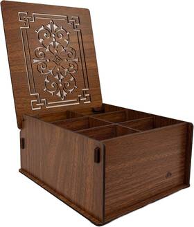 Royalhouse 711181767674 Wood Tea Storage Box Organizer Brown 6 Compartments For Bags
